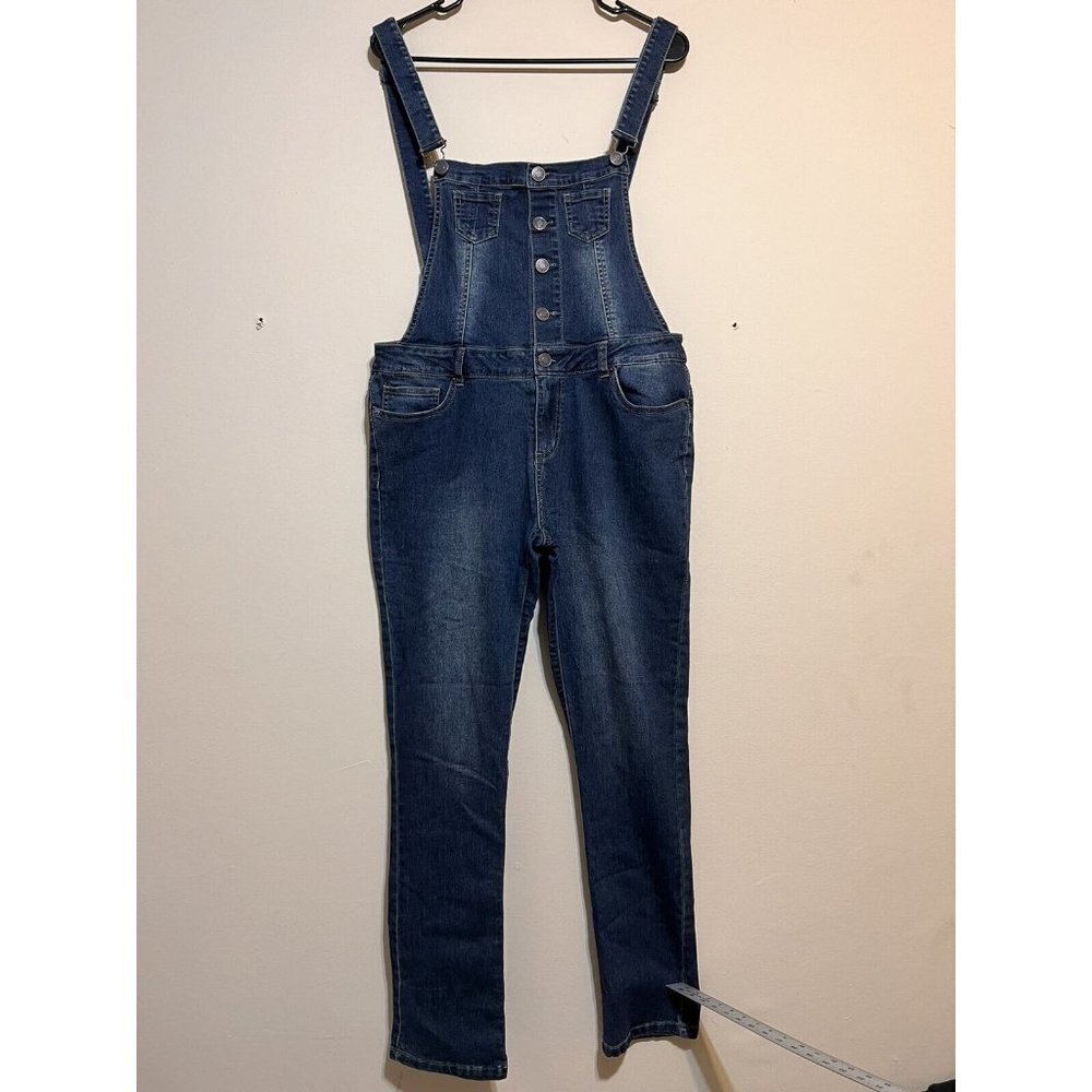 MEGAN women's classic dark blue denim romper Size XL Cotton Blend